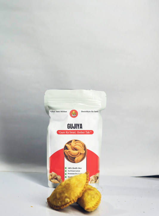 SweetByte Premium Gujiya – Desi Ghee & Dry Fruits Filled (8Pieces in Each Packet)